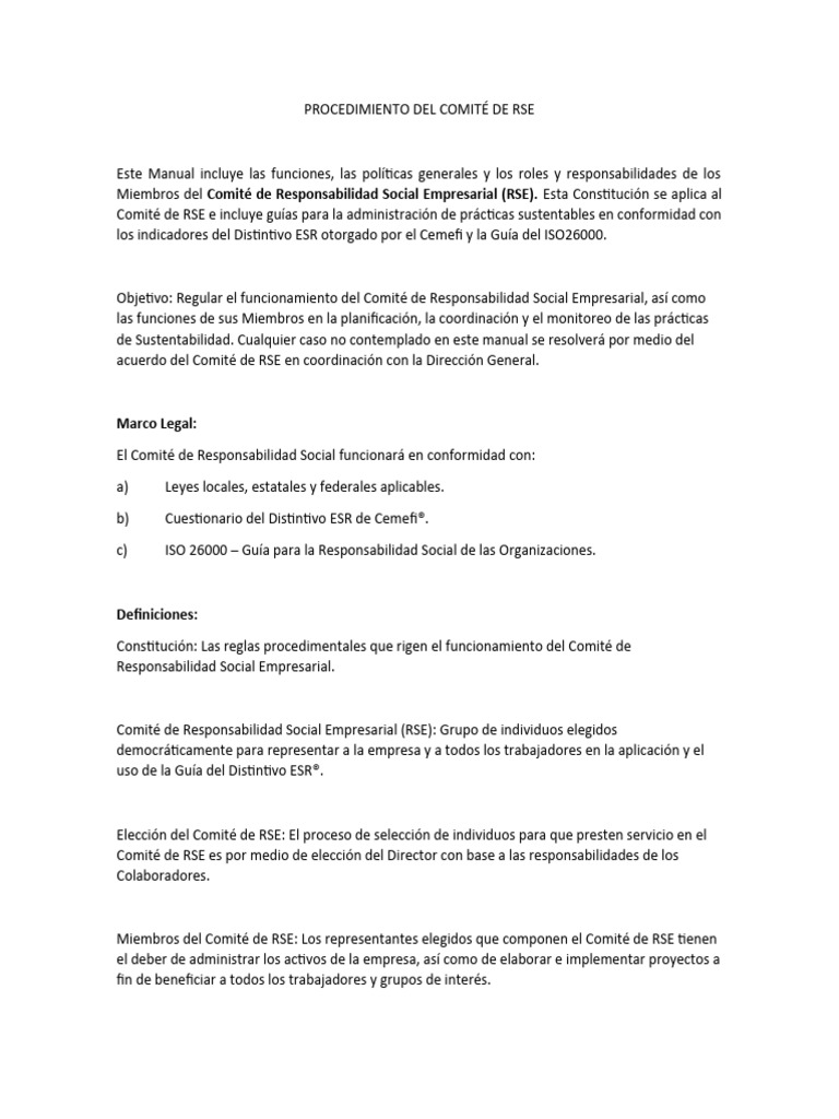 Manual de Comité de Rse | PDF | Responsabilidad social corporativa ...
