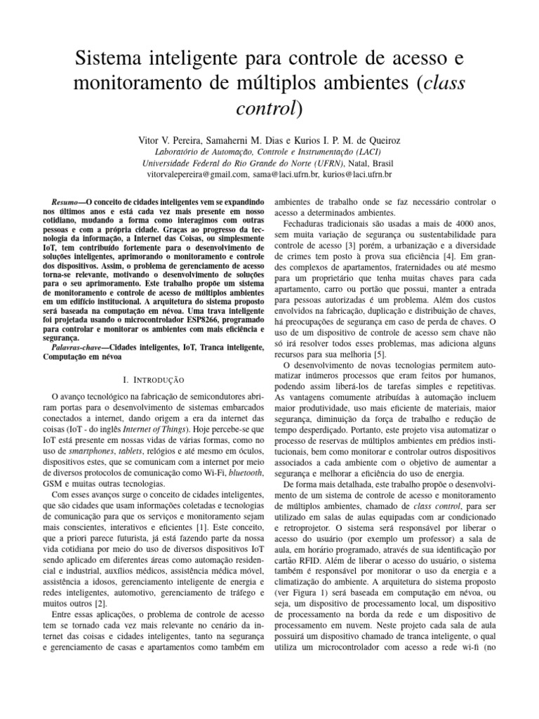 Controle Acesso Rasp | PDF | Computação em nuvem | Rede de computadores