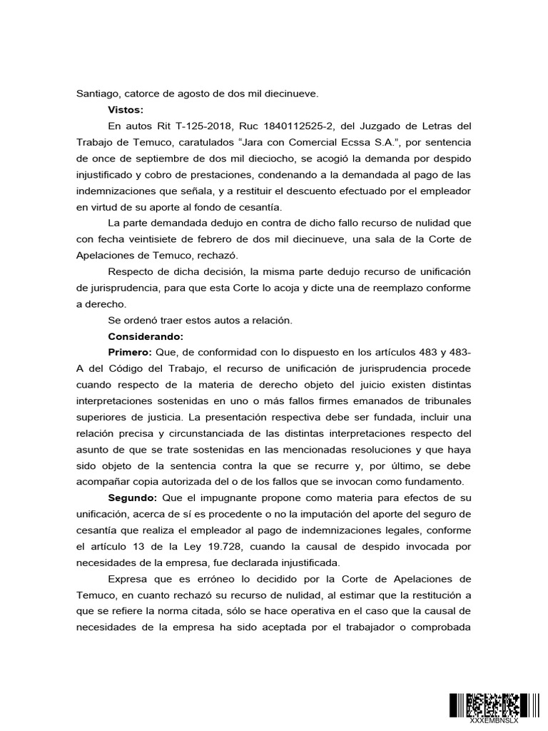 Despido Injustificado y Jurisprudencia | PDF | Caso de ley | Sentencia ...