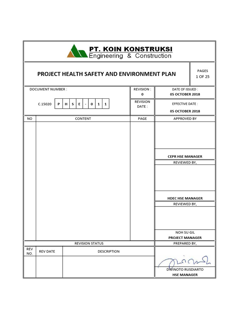 Project HSE Plan KK Cirebon 2 Power | PDF | Personal Protective ...