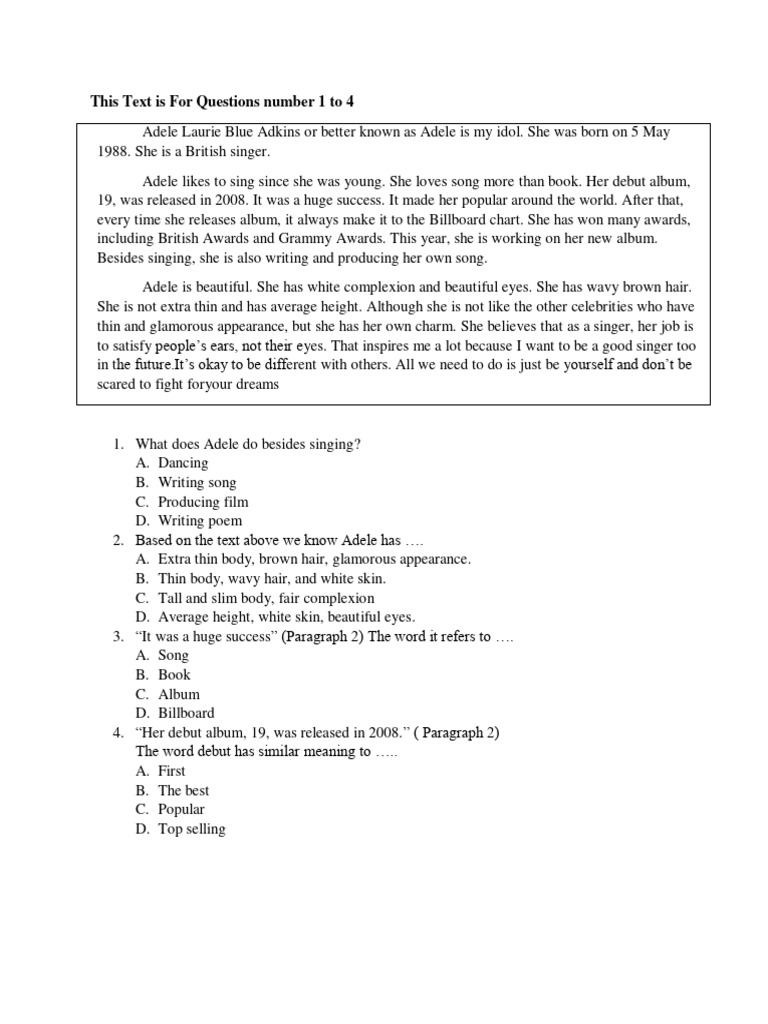 Grade 9 English Exam Practice Questions | PDF