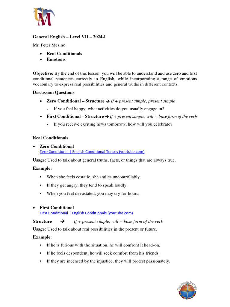 Mastering Real Conditionals in English | PDF | English Language | Verb