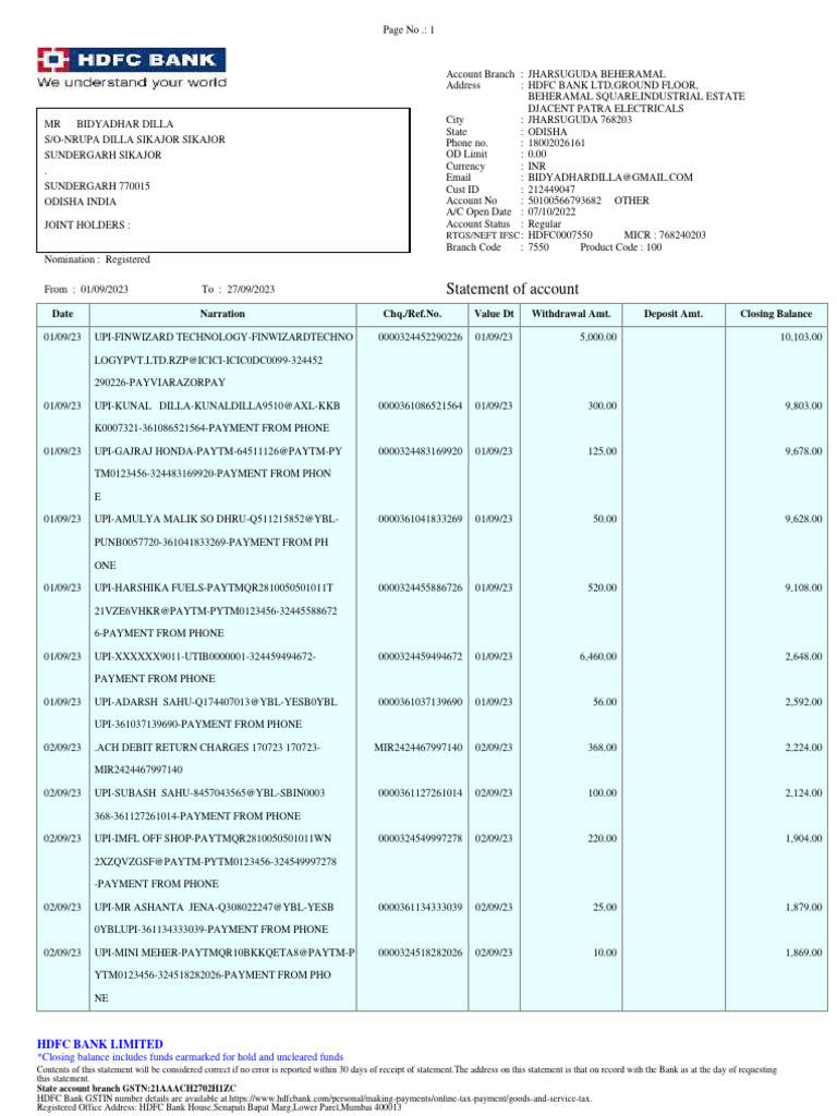 1695777913031-hdfc Bank | PDF | Payments | Financial Services