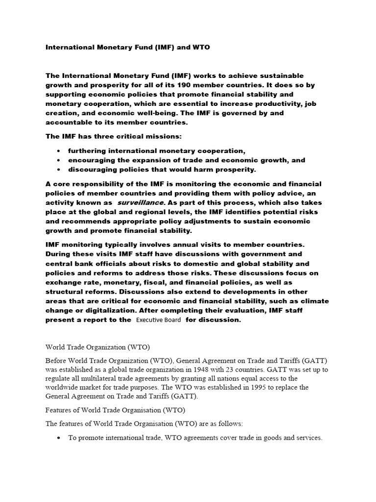 The International Monetary Fund | PDF | World Trade Organization ...