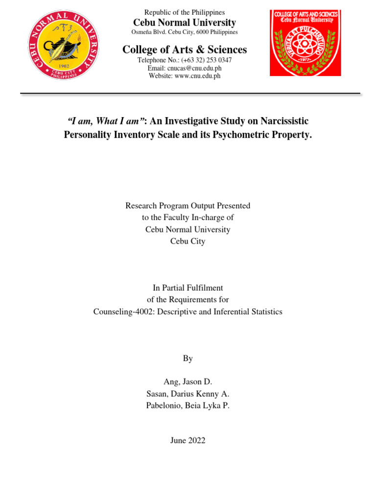 An Investigative Study on Narcissistic Personality Inventory Scale and ...