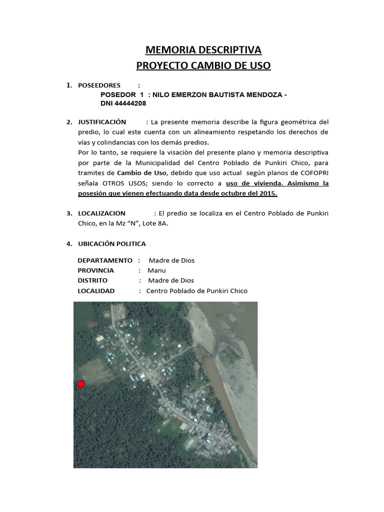 Cambio de Uso de Predio en Punkiri Chico | PDF