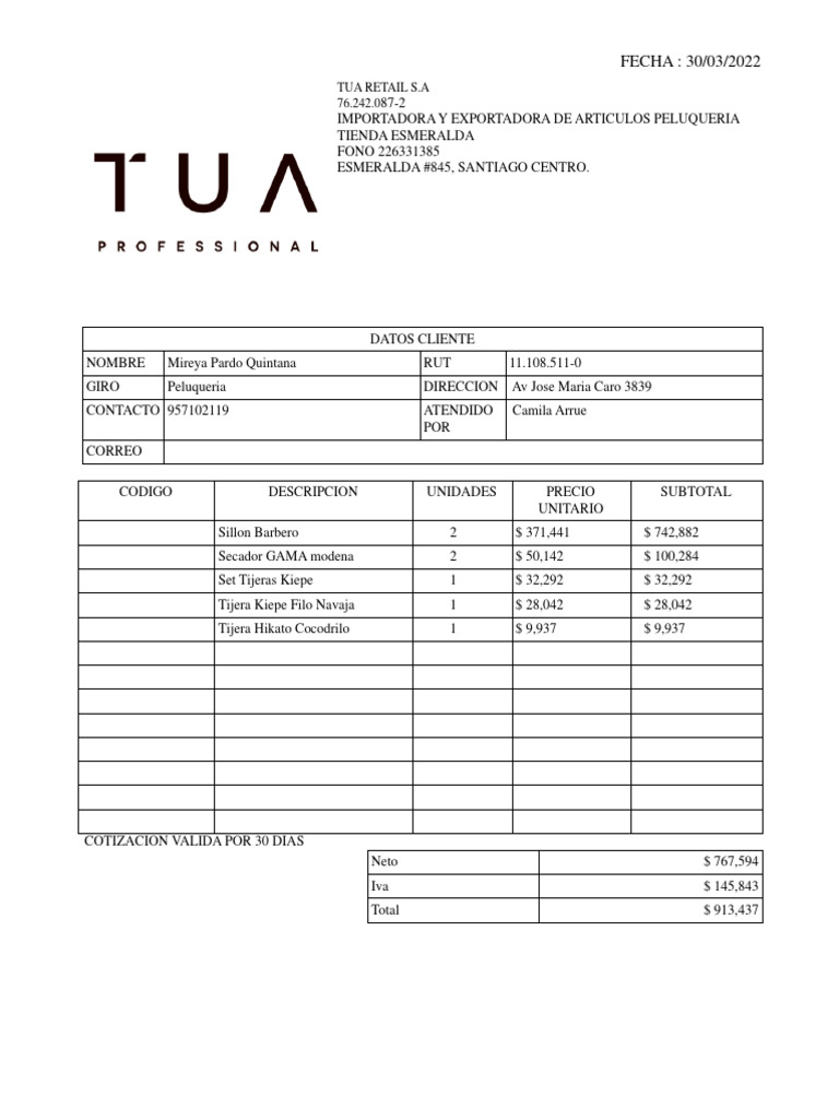 cotizacion Sra Mireya Pardo 2 PDF Servicios financieros