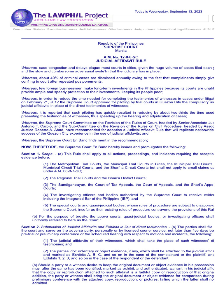 Judicial Affidavit Rule Overview | PDF | Affidavit | Witness