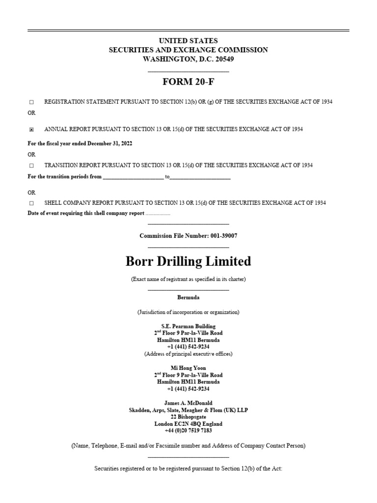 BORR 2022 Annual Report 20F | PDF | Price Of Oil | Petroleum