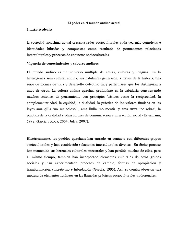 El Poder en El Mundo Andino Actual | PDF