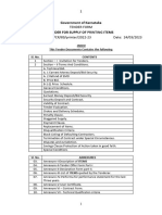 Government of Karnataka Tender For Supply of Items: Printing