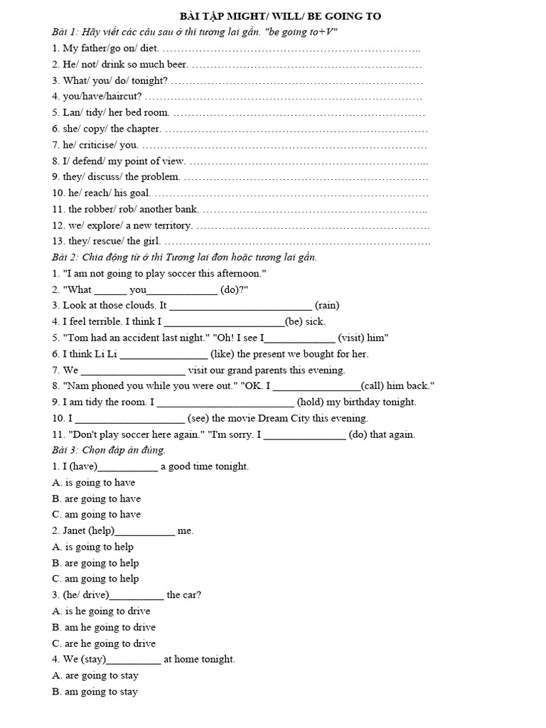 Future Tense Exercises: Might & Will | PDF