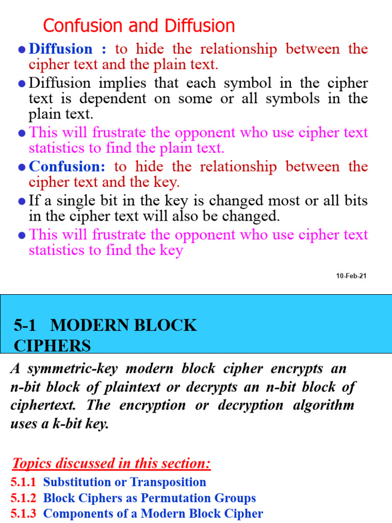 Confusion and Diffusion in Block Ciphers | PDF | Cipher | Cryptography