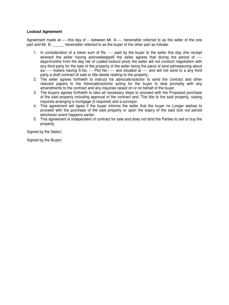 Lockout Agreement PDF