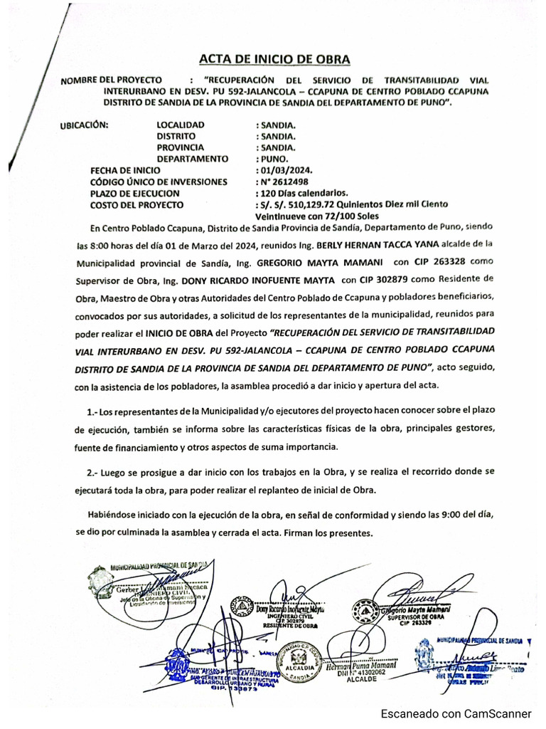 Acta de Inicio | PDF