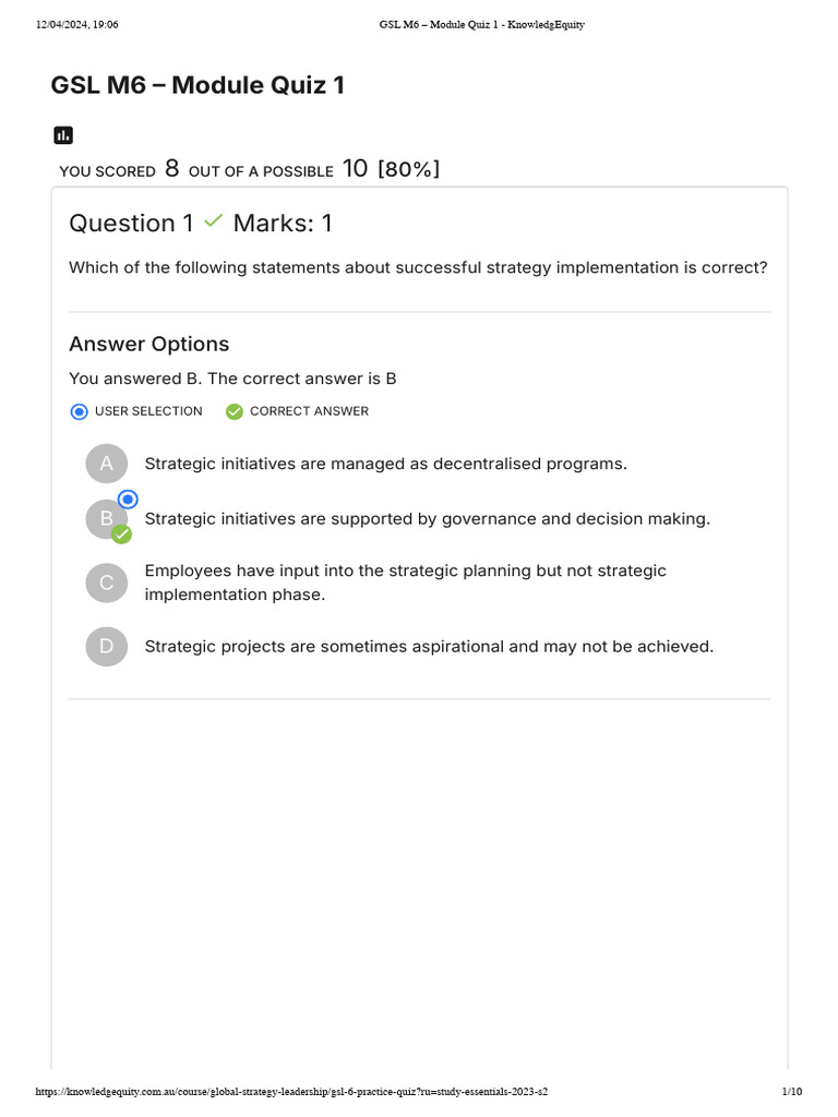 Gsl m6 module quiz 1 knowledgequity pdf cognition social