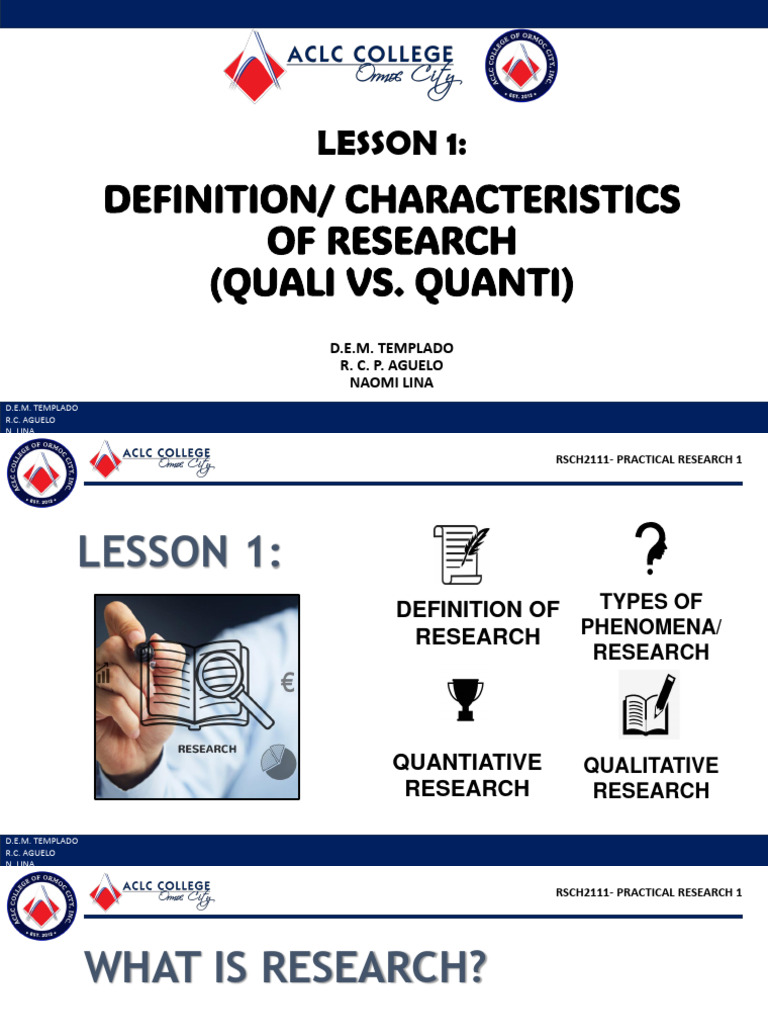 Lesson 1 - IntroductiontoQuali 1 | PDF | Quantitative Research ...