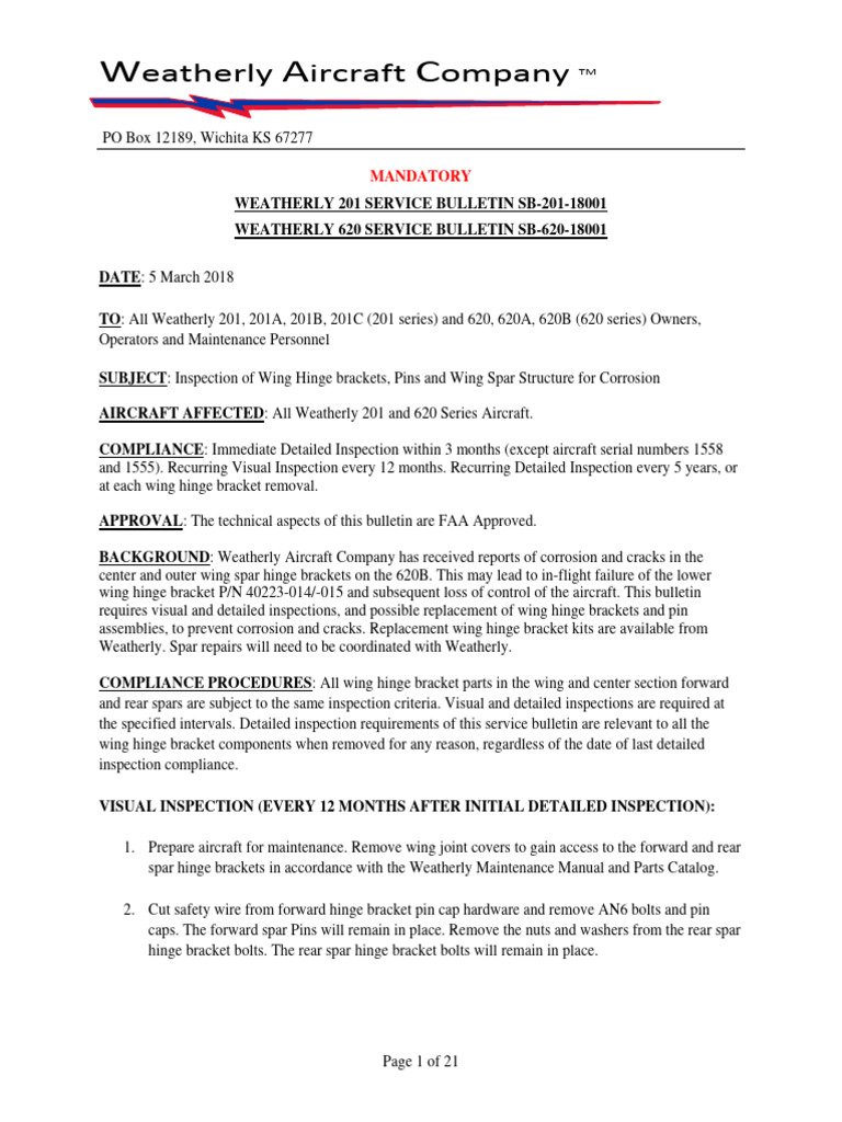WingFitting ServiceBulletin Released 12march2018 | PDF | Screw | Spar ...