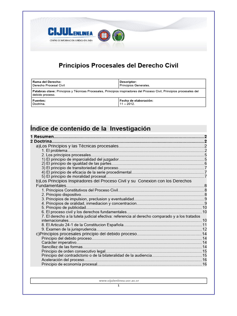 Principios Procesales Del Derecho Civil | PDF | Ley procesal | Debido ...