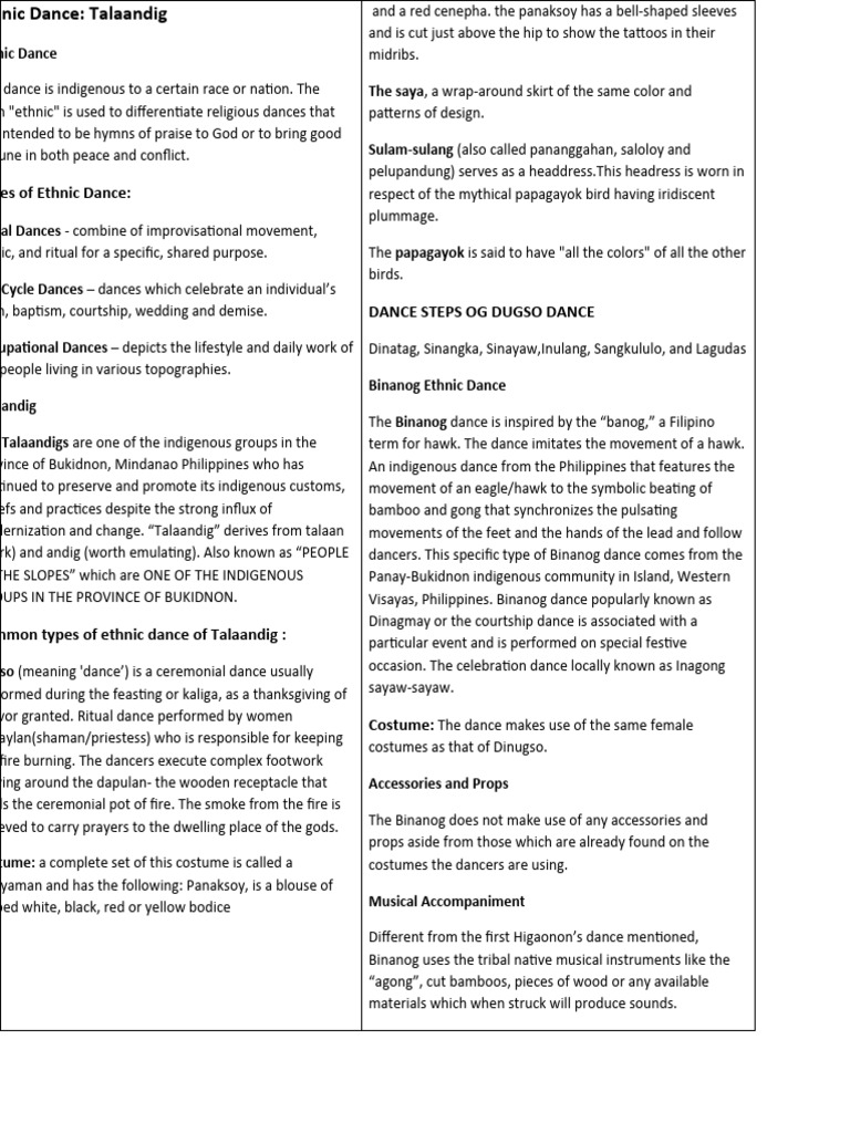 Talaandig-Handout | PDF | Dances