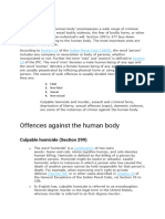 Offences Against The Human Body: Culpable Homicide (Section 299)