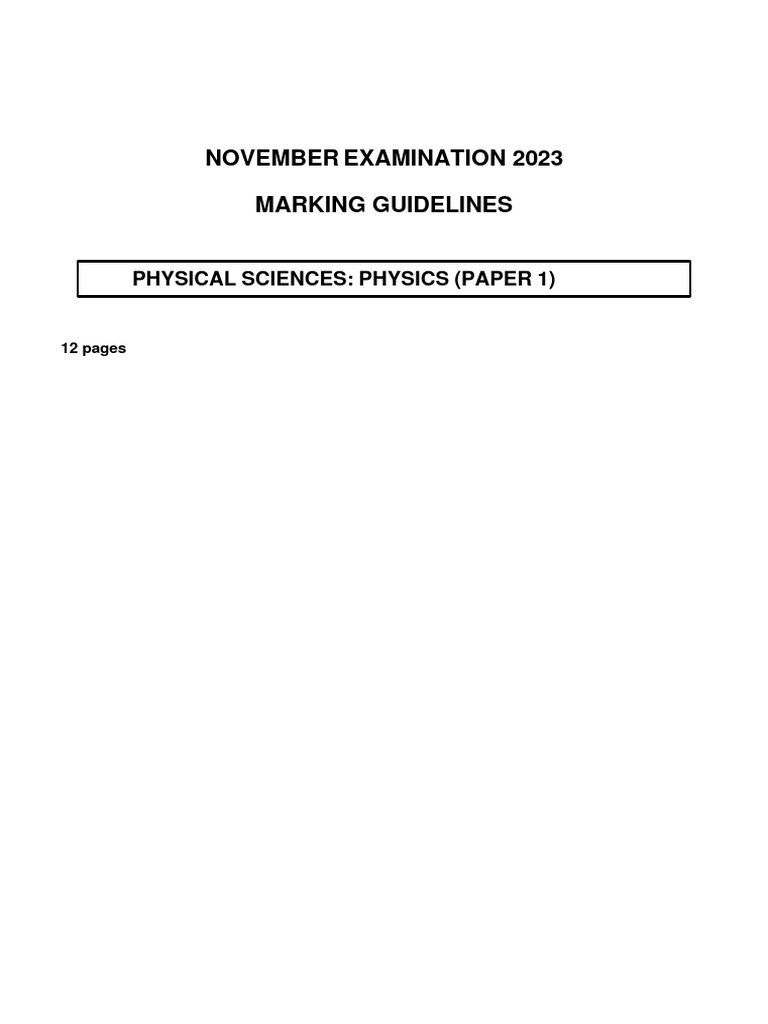 November 2023 Physics Exam Marking Guide | PDF | Force | Acceleration