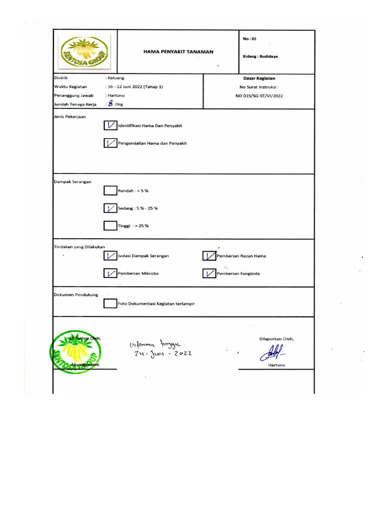 Form Hama Penyakit Tanaman | PDF