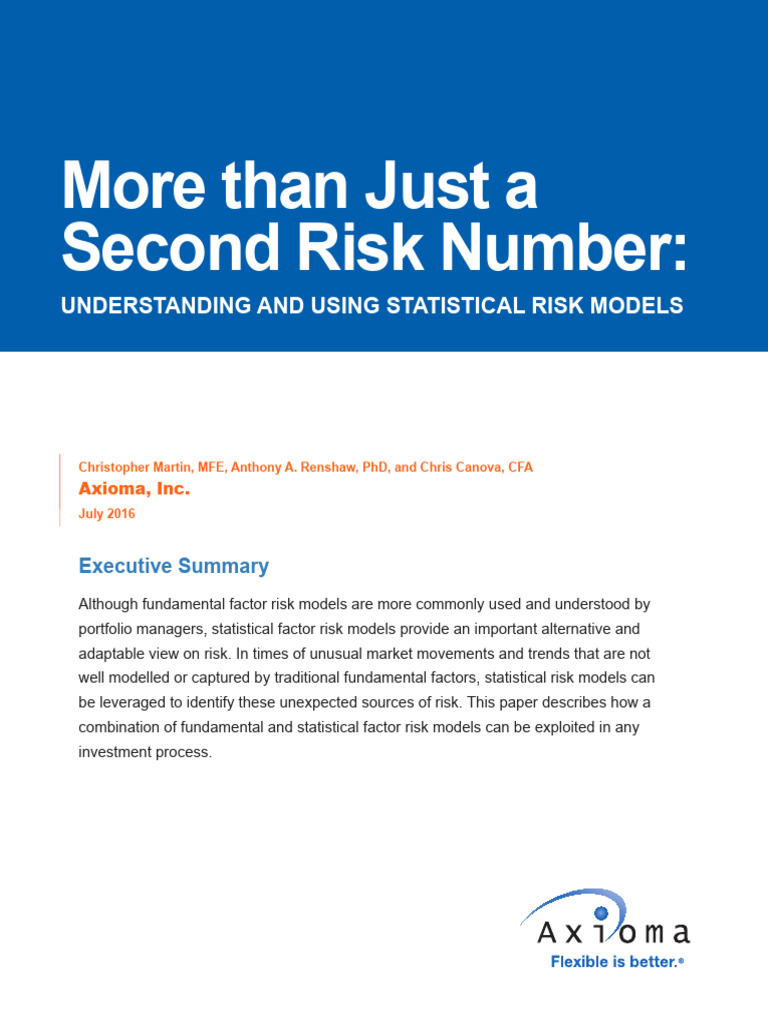 Axioma 070 - Understanding and Using Statistical Risk Models | PDF ...