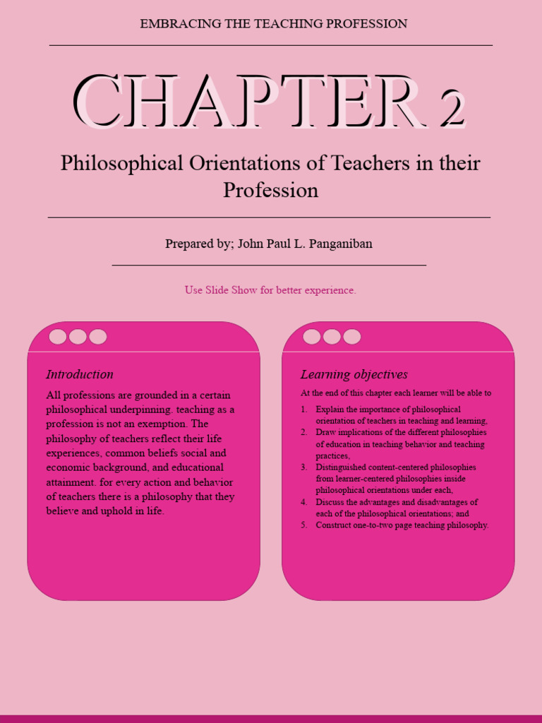 Philosophical Orientations in Teaching | PDF | Philosophy Of Education ...