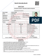 Admit Card - Ranchi University | PDF