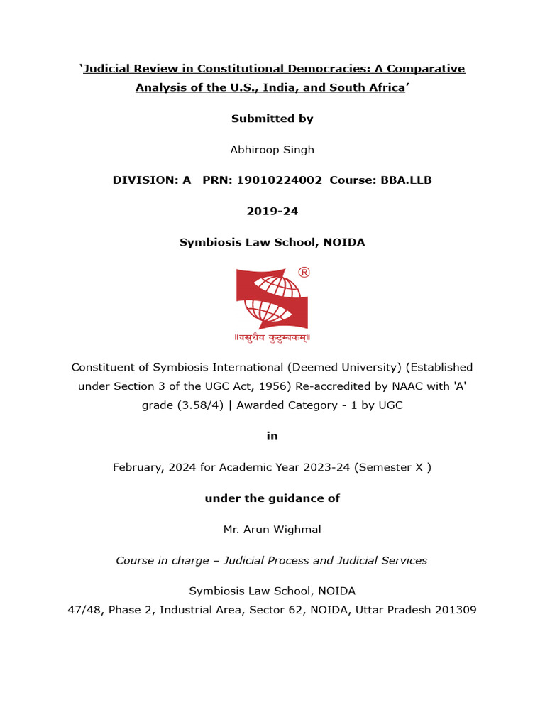 Judicial Process-Abhiroop Singh | PDF | Judicial Review | Supreme Court ...
