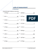 Grade 6 Measurements Worksheet - Convert Metric Units of Measurement