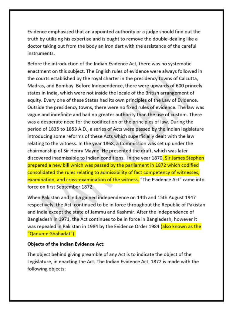 Introduction Evidence Act | PDF | Affidavit | Evidence (Law)