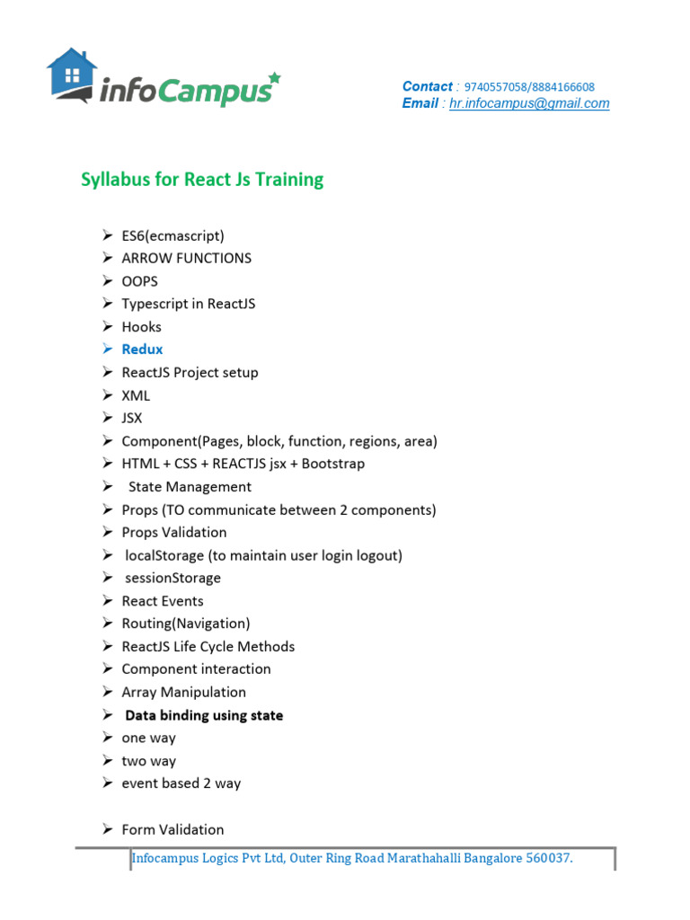 React JS Syllabus | PDF