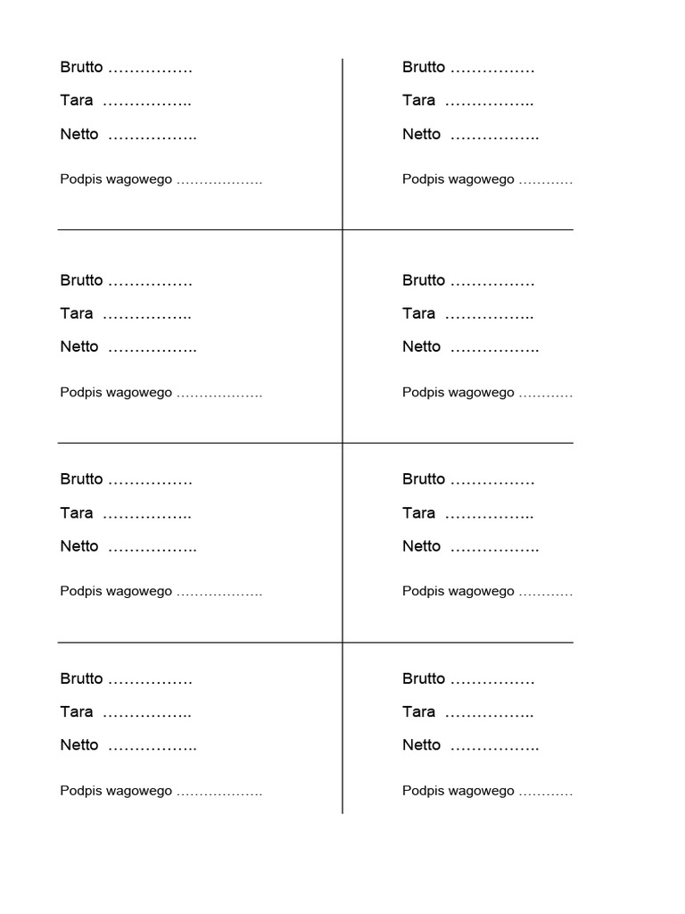 Kwit wagowy | PDF