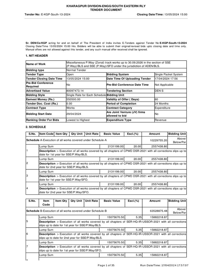 Tender Document PDF BLS | PDF | Rail Transport | Present Value