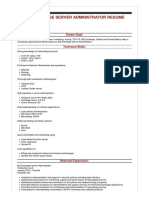 MS Exchange Server Administrator Resume