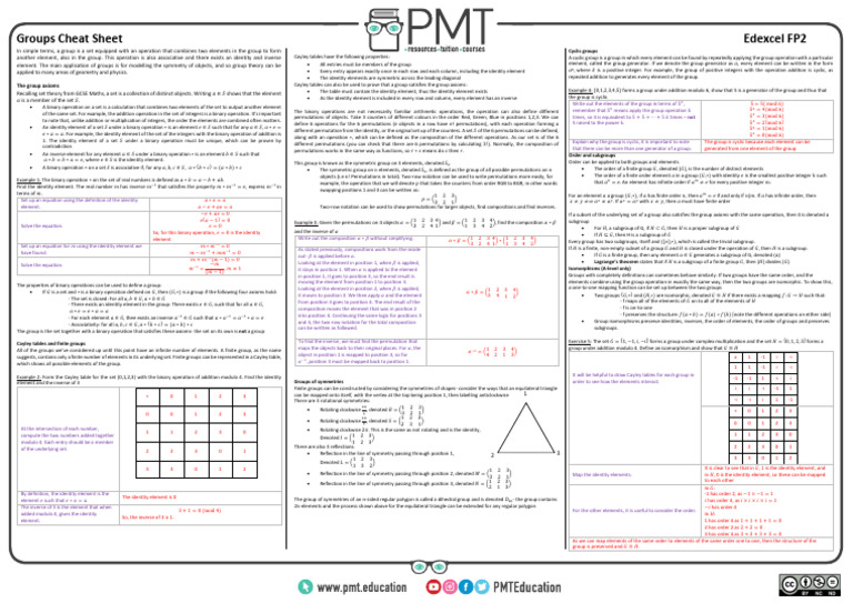 Edexcel FP2 Groups Overview | PDF | Group (Mathematics) | Permutation