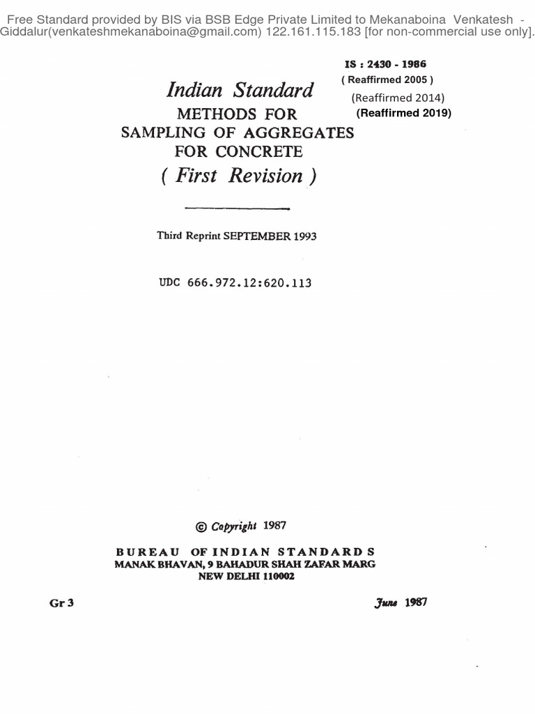 Indian standard methods for for concrete pdf construction