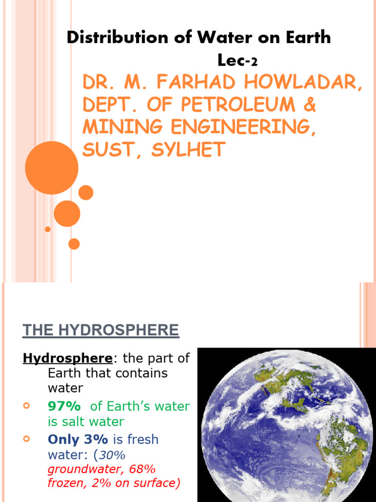 Distribution Of Water On Earth Pdf Water Seawater