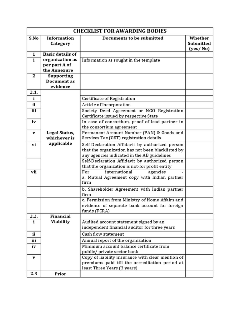 Checklist for Awarding Bodies PDF Insurance Audit