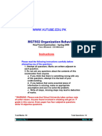 11dn Organizational Behaviour - MGT502 Spring 2005 Final Term Paper