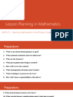 Lesson Planning in Mathematics
