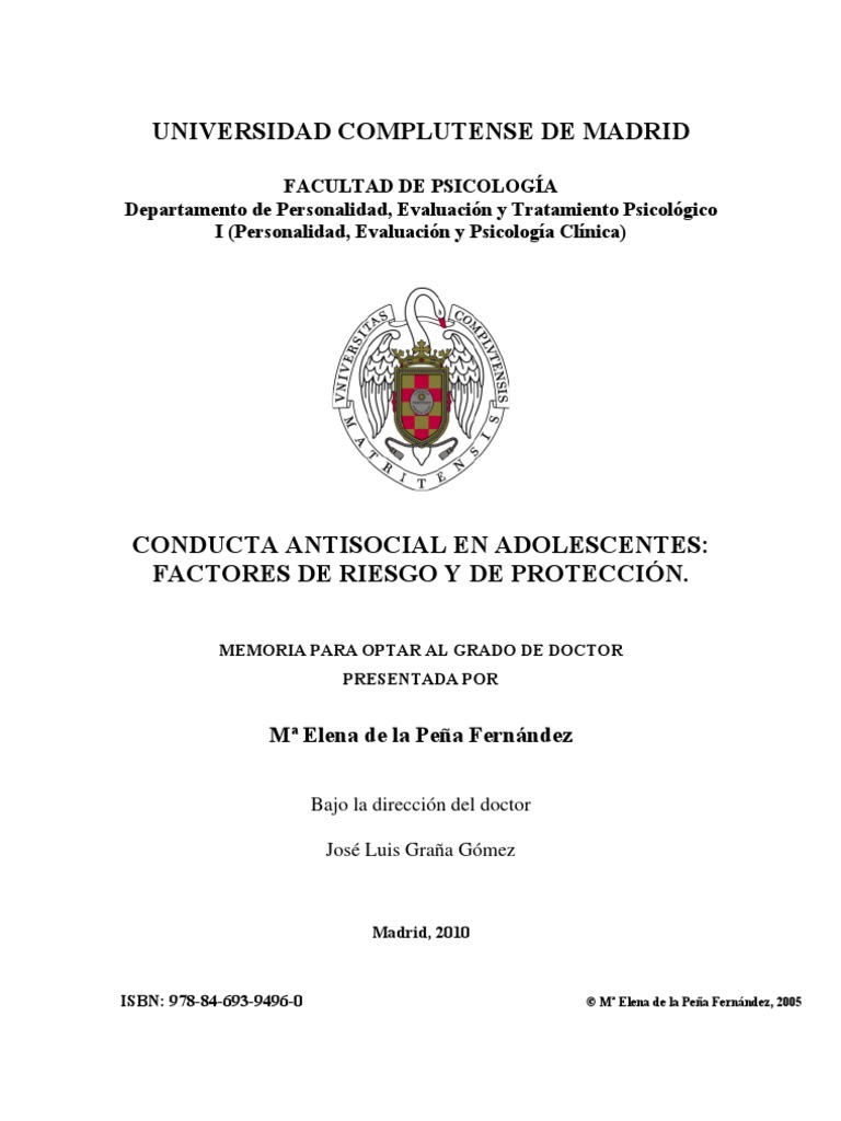 Jaklin Bp Xxx Sex Video - Conducta Antisocial en Adolescentes Factores de Riesgo y ProtecciÃ³n | PDF |  Delito | Menor (ley)