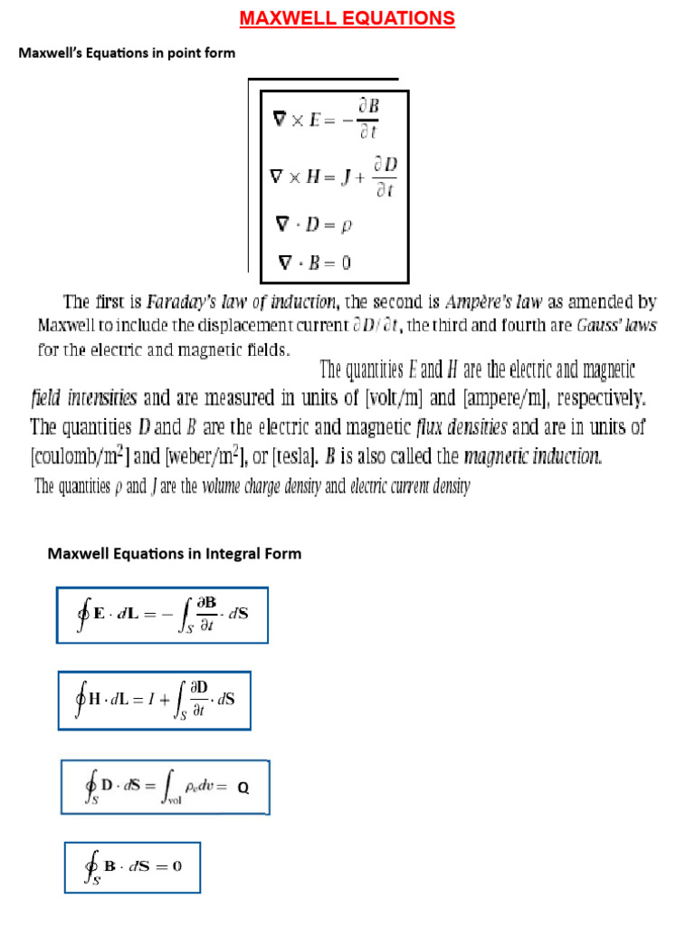 Maxwell Equations,Wave Sol and Poyting Vector | PDF | Flux | Waves