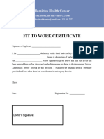 Fit To Work Certificate