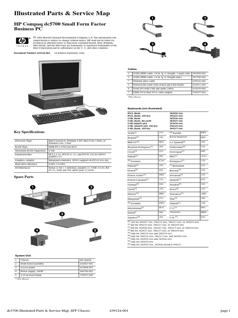 Illustrated Parts & Service Map: HP Compaq dc5700 Small Form Factor ...
