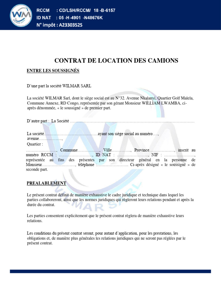 contrat-de-location-de-camions-wilmar-pdf-camion