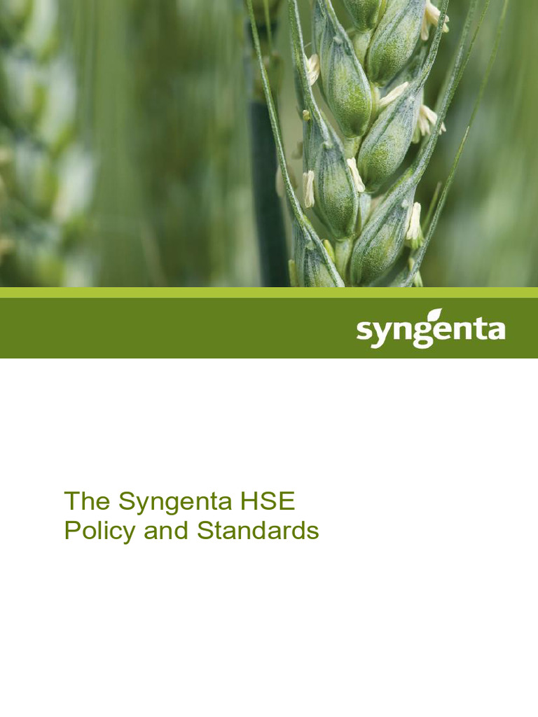 Syngenta HSE Policy and Standards Guide | PDF | Audit | Risk