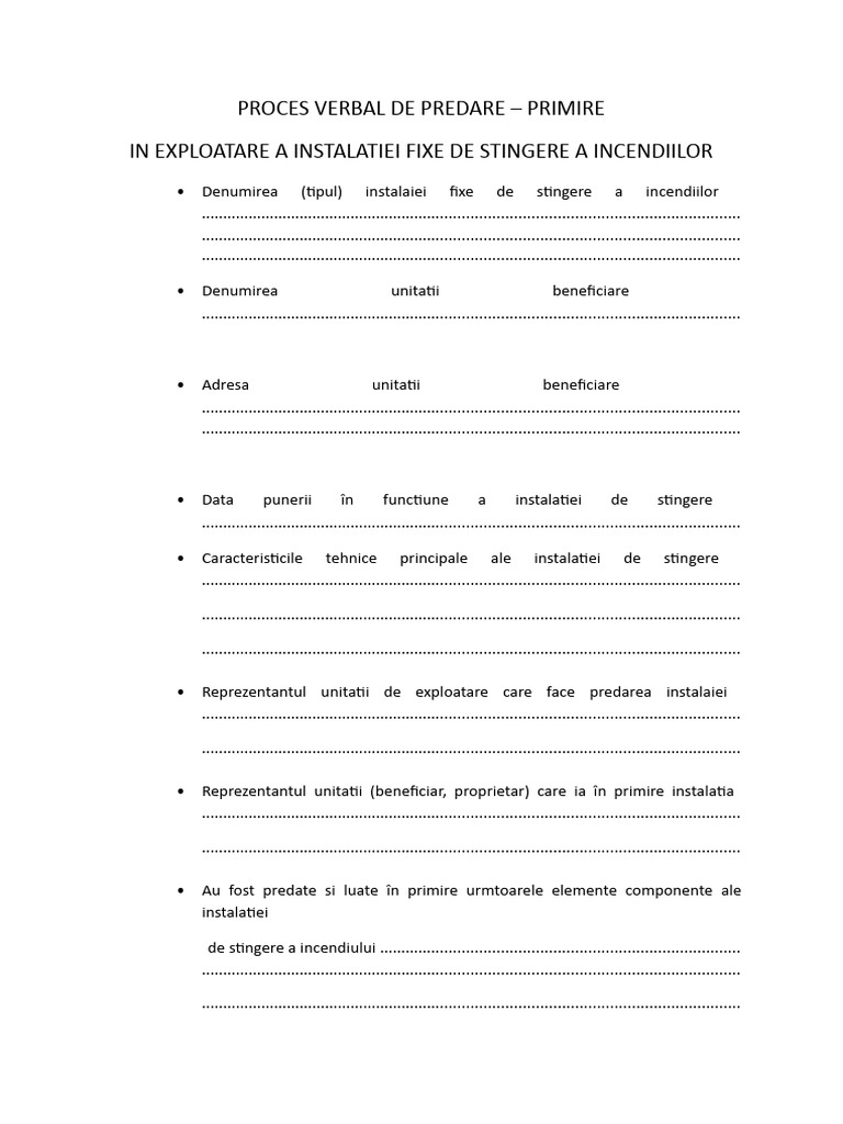 Proces Verbal de Predare Hidranti | PDF